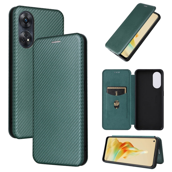 Estuche para teléfono de cuero con textura de fibra de carbono, For OPPO Reno8 T 4G, For Motorola Moto E13 4G, For Motorola Moto G73 5G, For Xiaomi Redmi 12C