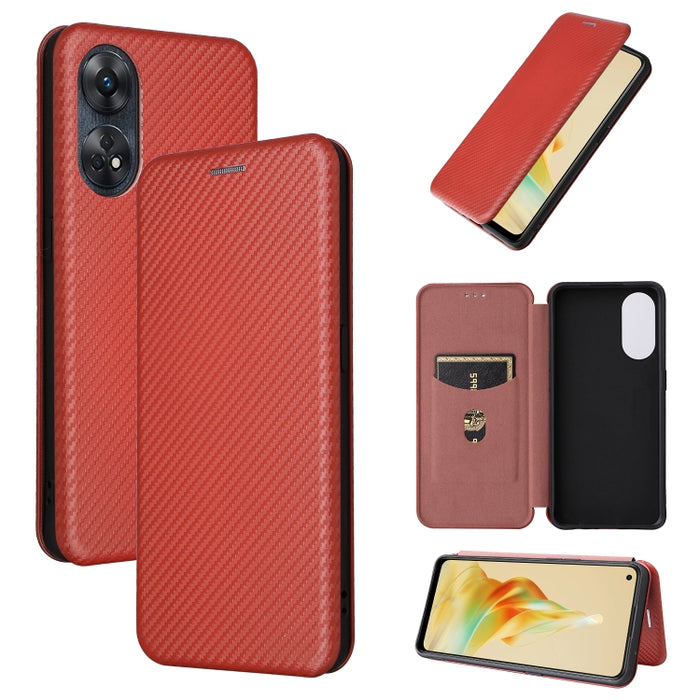 Estuche para teléfono de cuero con textura de fibra de carbono, For OPPO Reno8 T 4G, For Motorola Moto E13 4G, For Motorola Moto G73 5G, For Xiaomi Redmi 12C