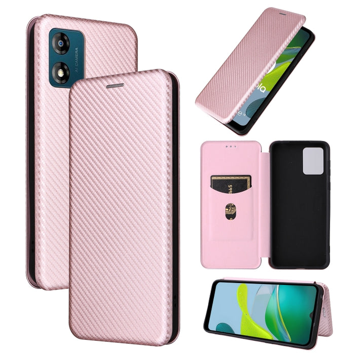 Estuche para teléfono de cuero con textura de fibra de carbono, For OPPO Reno8 T 4G, For Motorola Moto E13 4G, For Motorola Moto G73 5G, For Xiaomi Redmi 12C