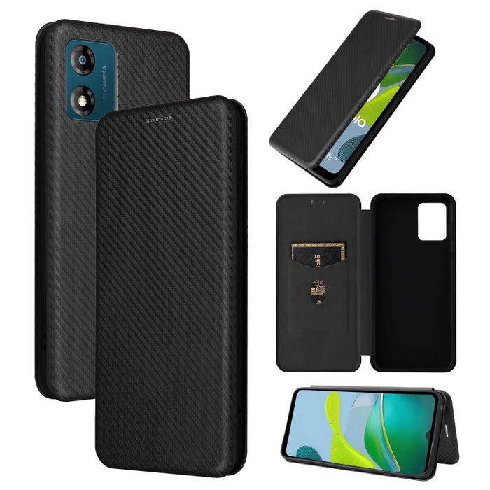 Estuche para teléfono de cuero con textura de fibra de carbono, For OPPO Reno8 T 4G, For Motorola Moto E13 4G, For Motorola Moto G73 5G, For Xiaomi Redmi 12C