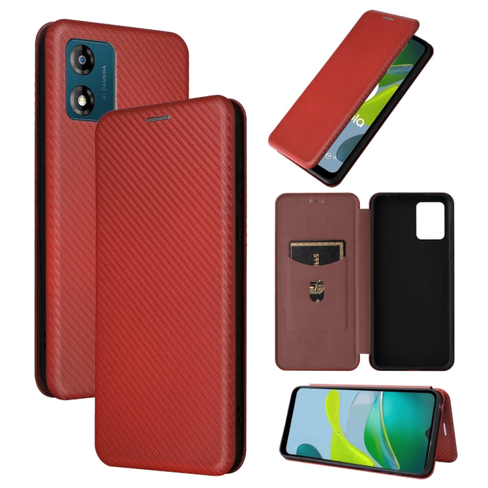 Estuche para teléfono de cuero con textura de fibra de carbono, For OPPO Reno8 T 4G, For Motorola Moto E13 4G, For Motorola Moto G73 5G, For Xiaomi Redmi 12C