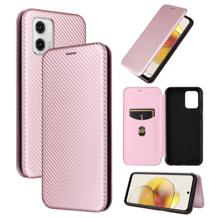 Estuche para teléfono de cuero con textura de fibra de carbono, For OPPO Reno8 T 4G, For Motorola Moto E13 4G, For Motorola Moto G73 5G, For Xiaomi Redmi 12C