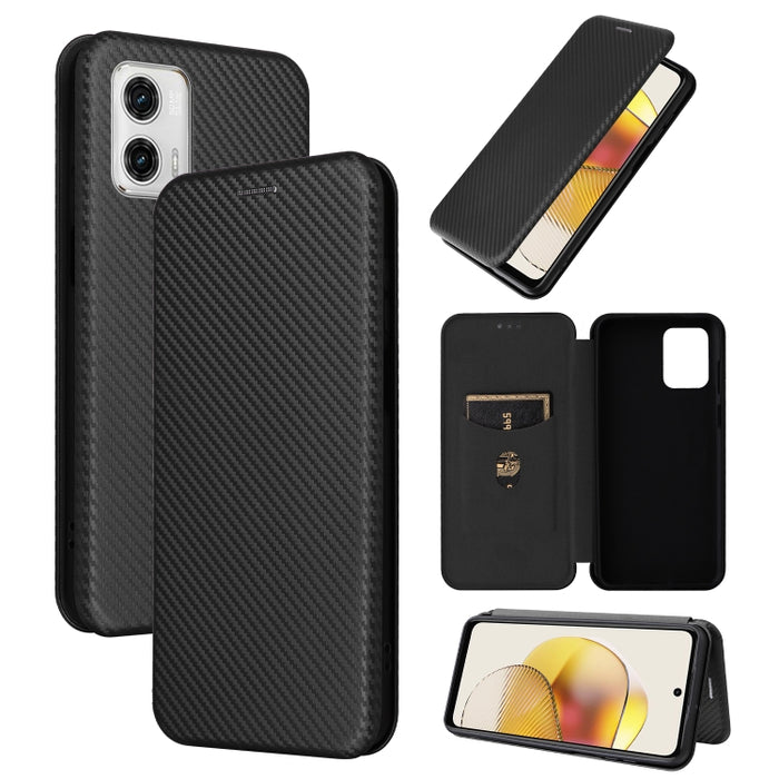 Estuche para teléfono de cuero con textura de fibra de carbono, For OPPO Reno8 T 4G, For Motorola Moto E13 4G, For Motorola Moto G73 5G, For Xiaomi Redmi 12C
