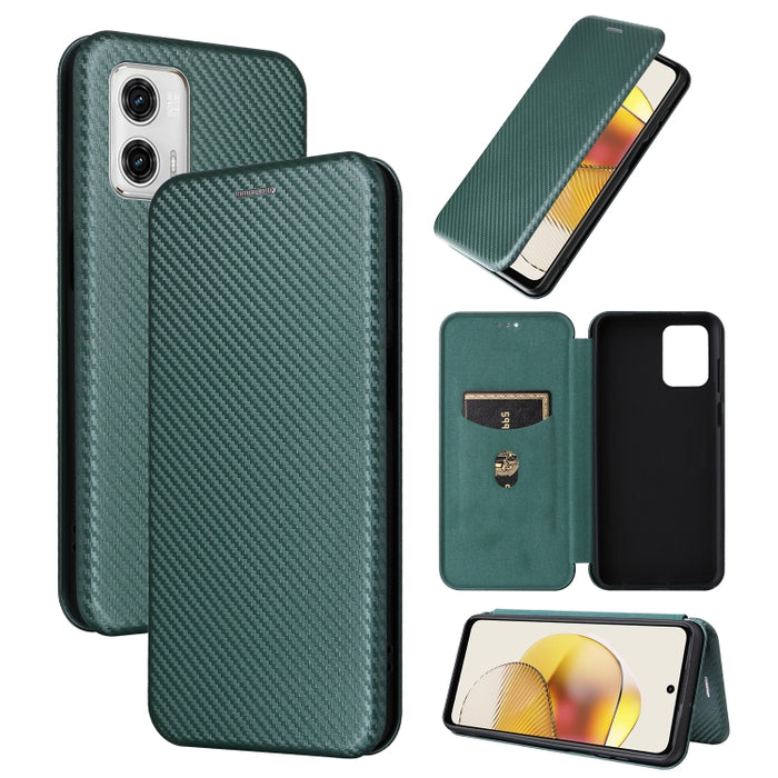Estuche para teléfono de cuero con textura de fibra de carbono, For OPPO Reno8 T 4G, For Motorola Moto E13 4G, For Motorola Moto G73 5G, For Xiaomi Redmi 12C