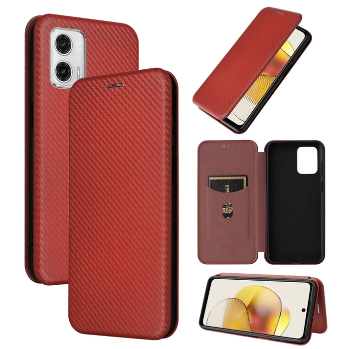 Estuche para teléfono de cuero con textura de fibra de carbono, For OPPO Reno8 T 4G, For Motorola Moto E13 4G, For Motorola Moto G73 5G, For Xiaomi Redmi 12C