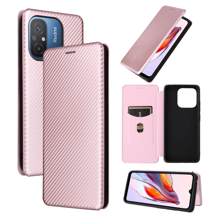 Estuche para teléfono de cuero con textura de fibra de carbono, For OPPO Reno8 T 4G, For Motorola Moto E13 4G, For Motorola Moto G73 5G, For Xiaomi Redmi 12C