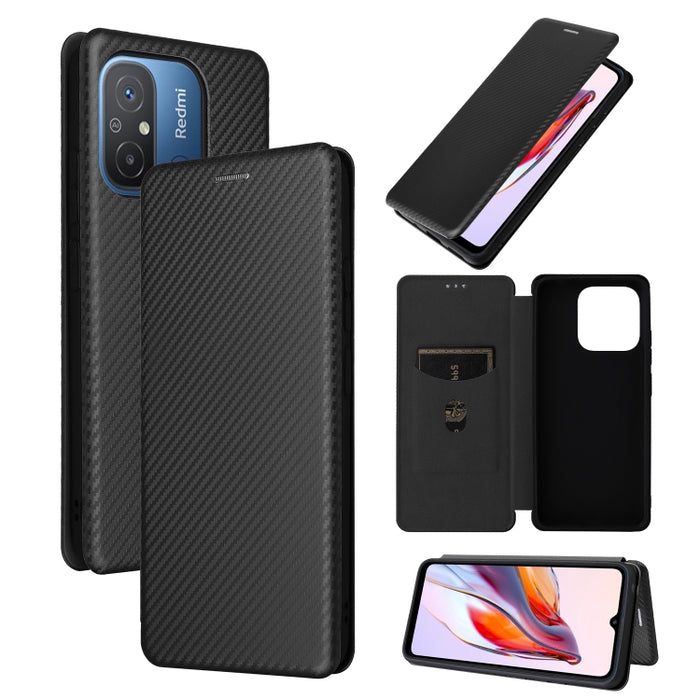 Estuche para teléfono de cuero con textura de fibra de carbono, For OPPO Reno8 T 4G, For Motorola Moto E13 4G, For Motorola Moto G73 5G, For Xiaomi Redmi 12C