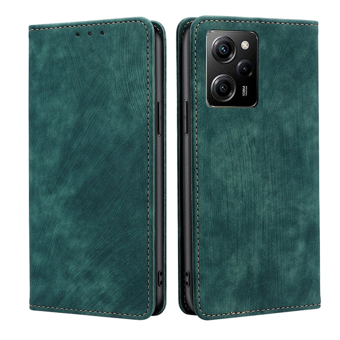 Estuche para teléfono de cuero magnético con cepillo antirrobo RFID, For Motorola Moto E13 4G, For OPPO A17k, For OPPO Reno8 T 4G, For Xiaomi Poco X5 Pro / Redmi Note 12 Pro Speed, For Honor X9a 5G