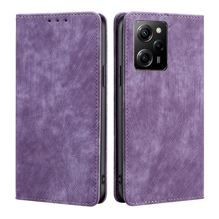 Estuche para teléfono de cuero magnético con cepillo antirrobo RFID, For Motorola Moto E13 4G, For OPPO A17k, For OPPO Reno8 T 4G, For Xiaomi Poco X5 Pro / Redmi Note 12 Pro Speed, For Honor X9a 5G