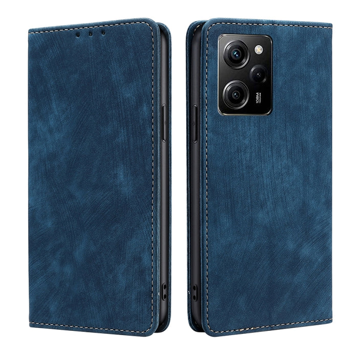 Estuche para teléfono de cuero magnético con cepillo antirrobo RFID, For Motorola Moto E13 4G, For OPPO A17k, For OPPO Reno8 T 4G, For Xiaomi Poco X5 Pro / Redmi Note 12 Pro Speed, For Honor X9a 5G