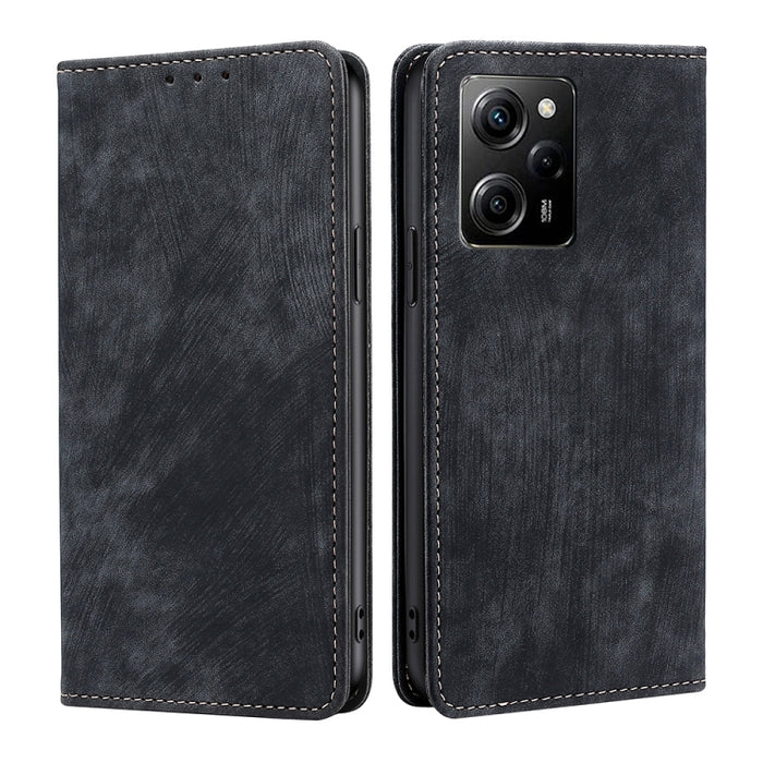 Estuche para teléfono de cuero magnético con cepillo antirrobo RFID, For Motorola Moto E13 4G, For OPPO A17k, For OPPO Reno8 T 4G, For Xiaomi Poco X5 Pro / Redmi Note 12 Pro Speed, For Honor X9a 5G