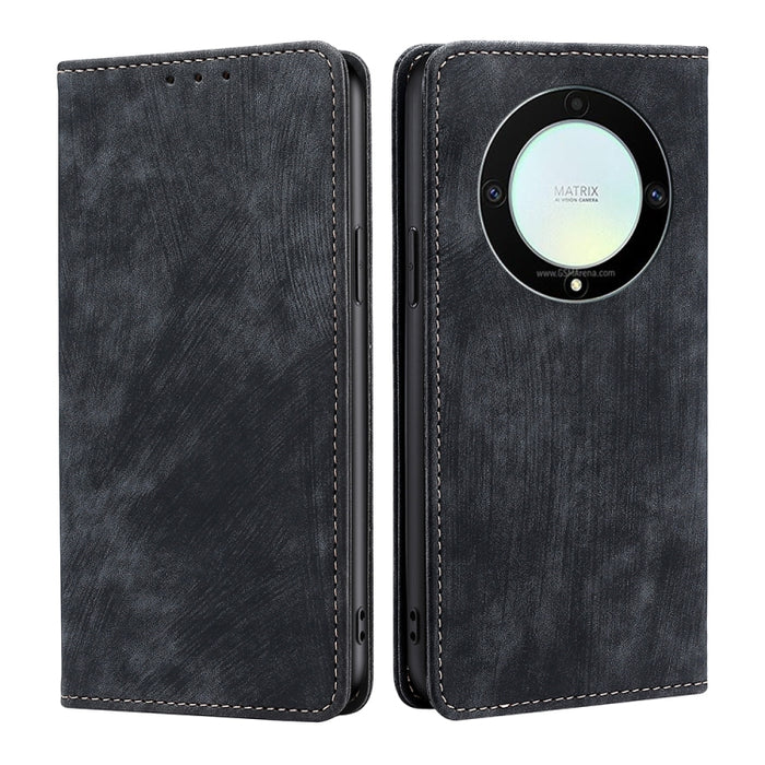Estuche para teléfono de cuero magnético con cepillo antirrobo RFID, For Motorola Moto E13 4G, For OPPO A17k, For OPPO Reno8 T 4G, For Xiaomi Poco X5 Pro / Redmi Note 12 Pro Speed, For Honor X9a 5G