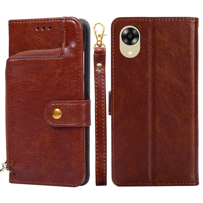 Funda de cuero con cremallera para teléfono, For Motorola Moto E13 4G, For OPPO A17k, For OPPO Reno8 T 4G, For Xiaomi Poco X5 Pro / Redmi Note 12 Pro Speed, For Honor X9a 5G