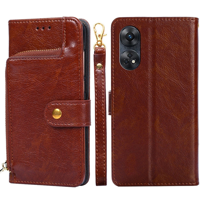 Funda de cuero con cremallera para teléfono, For Motorola Moto E13 4G, For OPPO A17k, For OPPO Reno8 T 4G, For Xiaomi Poco X5 Pro / Redmi Note 12 Pro Speed, For Honor X9a 5G