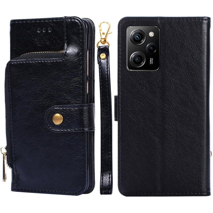 Funda de cuero con cremallera para teléfono, For Motorola Moto E13 4G, For OPPO A17k, For OPPO Reno8 T 4G, For Xiaomi Poco X5 Pro / Redmi Note 12 Pro Speed, For Honor X9a 5G