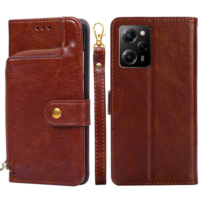 Funda de cuero con cremallera para teléfono, For Motorola Moto E13 4G, For OPPO A17k, For OPPO Reno8 T 4G, For Xiaomi Poco X5 Pro / Redmi Note 12 Pro Speed, For Honor X9a 5G