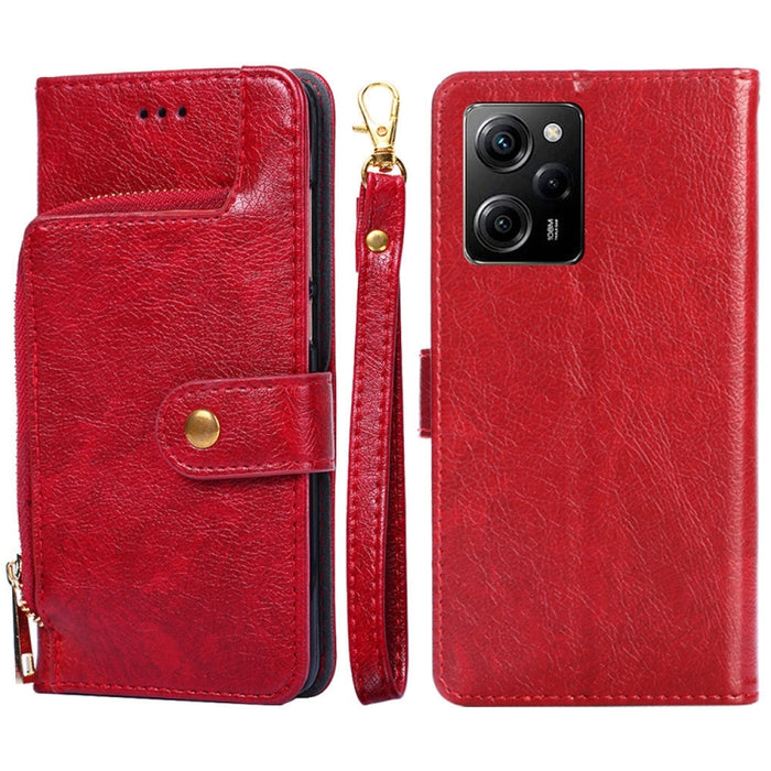 Funda de cuero con cremallera para teléfono, For Motorola Moto E13 4G, For OPPO A17k, For OPPO Reno8 T 4G, For Xiaomi Poco X5 Pro / Redmi Note 12 Pro Speed, For Honor X9a 5G