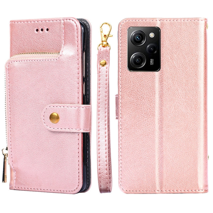 Funda de cuero con cremallera para teléfono, For Motorola Moto E13 4G, For OPPO A17k, For OPPO Reno8 T 4G, For Xiaomi Poco X5 Pro / Redmi Note 12 Pro Speed, For Honor X9a 5G
