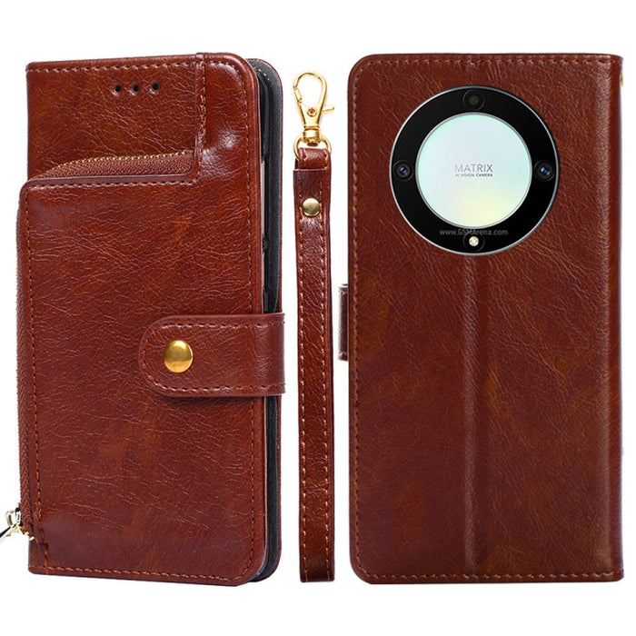 Funda de cuero con cremallera para teléfono, For Motorola Moto E13 4G, For OPPO A17k, For OPPO Reno8 T 4G, For Xiaomi Poco X5 Pro / Redmi Note 12 Pro Speed, For Honor X9a 5G