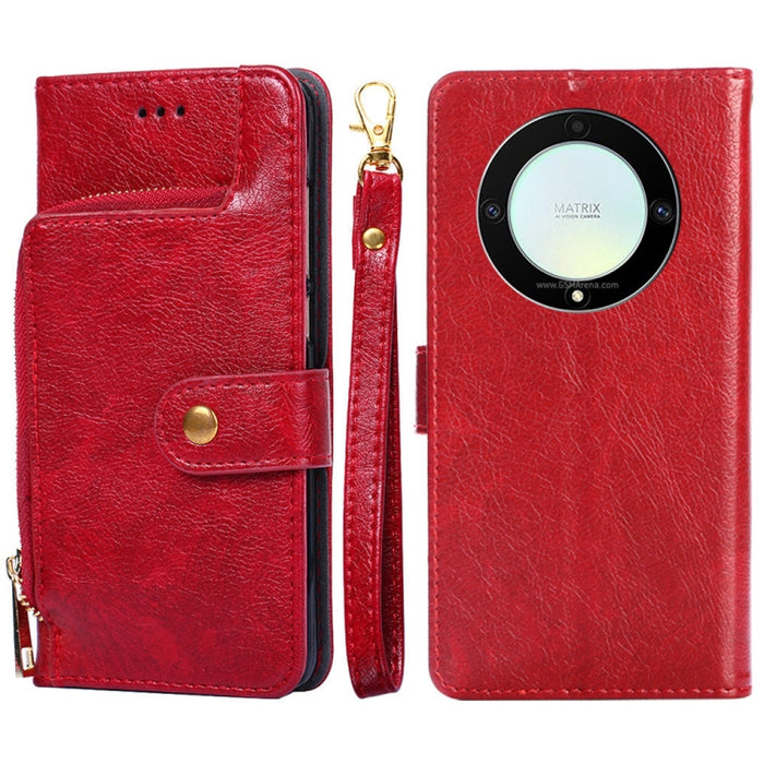 Funda de cuero con cremallera para teléfono, For Motorola Moto E13 4G, For OPPO A17k, For OPPO Reno8 T 4G, For Xiaomi Poco X5 Pro / Redmi Note 12 Pro Speed, For Honor X9a 5G