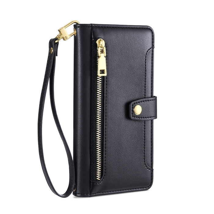 Estuche para teléfono de cuero con cremallera cruzada con textura de oveja, For Motorola Moto E13 4G, For OPPO A17k, For OPPO Reno8 T 4G, For Xiaomi Poco X5 Pro / Redmi Note 12 Pro Speed, For Honor X9a 5G