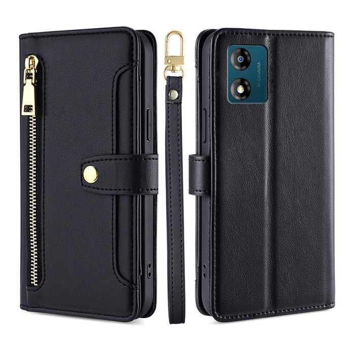 Estuche para teléfono de cuero con cremallera cruzada con textura de oveja, For Motorola Moto E13 4G, For OPPO A17k, For OPPO Reno8 T 4G, For Xiaomi Poco X5 Pro / Redmi Note 12 Pro Speed, For Honor X9a 5G