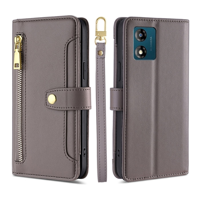 Estuche para teléfono de cuero con cremallera cruzada con textura de oveja, For Motorola Moto E13 4G, For OPPO A17k, For OPPO Reno8 T 4G, For Xiaomi Poco X5 Pro / Redmi Note 12 Pro Speed, For Honor X9a 5G