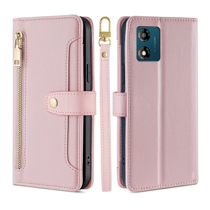 Estuche para teléfono de cuero con cremallera cruzada con textura de oveja, For Motorola Moto E13 4G, For OPPO A17k, For OPPO Reno8 T 4G, For Xiaomi Poco X5 Pro / Redmi Note 12 Pro Speed, For Honor X9a 5G