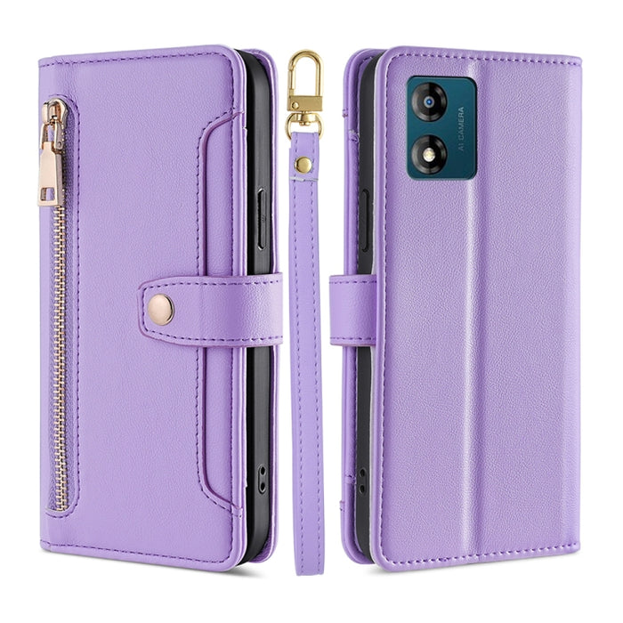 Estuche para teléfono de cuero con cremallera cruzada con textura de oveja, For Motorola Moto E13 4G, For OPPO A17k, For OPPO Reno8 T 4G, For Xiaomi Poco X5 Pro / Redmi Note 12 Pro Speed, For Honor X9a 5G