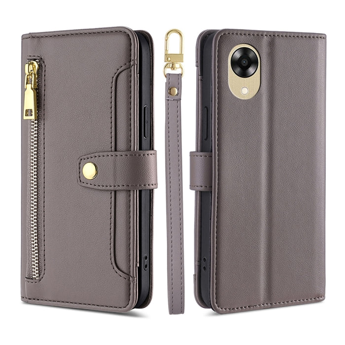 Estuche para teléfono de cuero con cremallera cruzada con textura de oveja, For Motorola Moto E13 4G, For OPPO A17k, For OPPO Reno8 T 4G, For Xiaomi Poco X5 Pro / Redmi Note 12 Pro Speed, For Honor X9a 5G