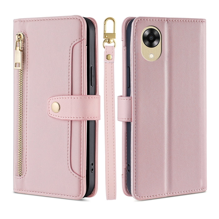 Estuche para teléfono de cuero con cremallera cruzada con textura de oveja, For Motorola Moto E13 4G, For OPPO A17k, For OPPO Reno8 T 4G, For Xiaomi Poco X5 Pro / Redmi Note 12 Pro Speed, For Honor X9a 5G