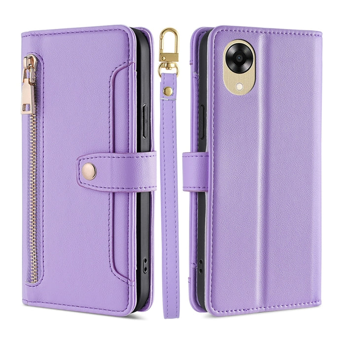 Estuche para teléfono de cuero con cremallera cruzada con textura de oveja, For Motorola Moto E13 4G, For OPPO A17k, For OPPO Reno8 T 4G, For Xiaomi Poco X5 Pro / Redmi Note 12 Pro Speed, For Honor X9a 5G