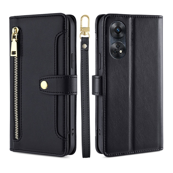 Estuche para teléfono de cuero con cremallera cruzada con textura de oveja, For Motorola Moto E13 4G, For OPPO A17k, For OPPO Reno8 T 4G, For Xiaomi Poco X5 Pro / Redmi Note 12 Pro Speed, For Honor X9a 5G