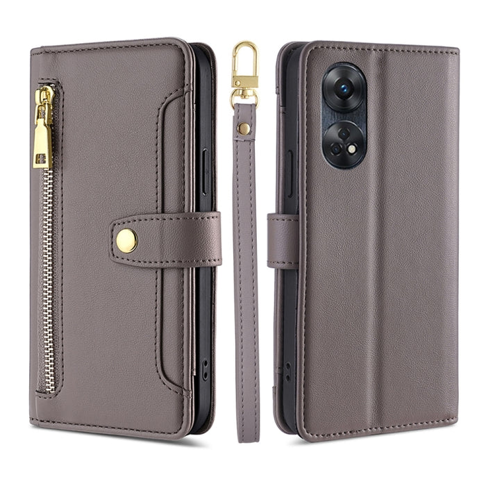Estuche para teléfono de cuero con cremallera cruzada con textura de oveja, For Motorola Moto E13 4G, For OPPO A17k, For OPPO Reno8 T 4G, For Xiaomi Poco X5 Pro / Redmi Note 12 Pro Speed, For Honor X9a 5G