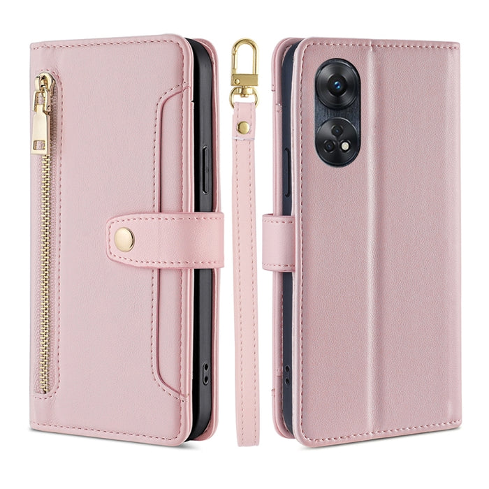 Estuche para teléfono de cuero con cremallera cruzada con textura de oveja, For Motorola Moto E13 4G, For OPPO A17k, For OPPO Reno8 T 4G, For Xiaomi Poco X5 Pro / Redmi Note 12 Pro Speed, For Honor X9a 5G