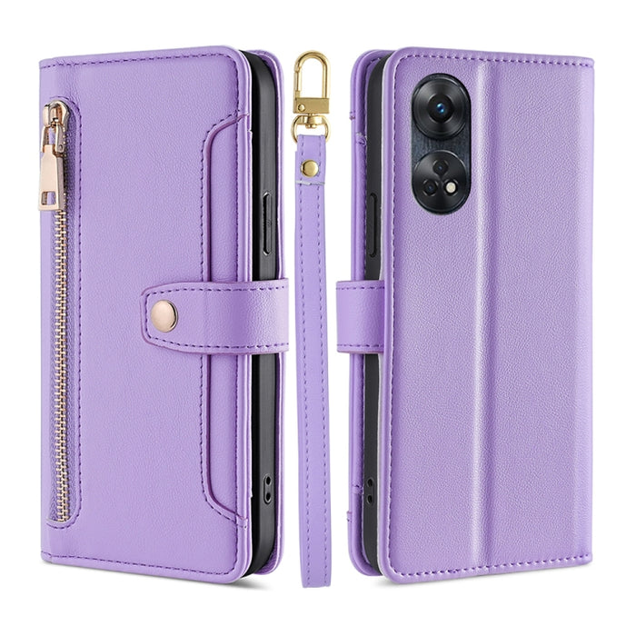 Estuche para teléfono de cuero con cremallera cruzada con textura de oveja, For Motorola Moto E13 4G, For OPPO A17k, For OPPO Reno8 T 4G, For Xiaomi Poco X5 Pro / Redmi Note 12 Pro Speed, For Honor X9a 5G