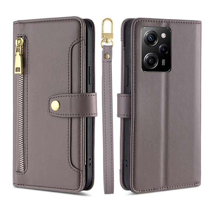 Estuche para teléfono de cuero con cremallera cruzada con textura de oveja, For Motorola Moto E13 4G, For OPPO A17k, For OPPO Reno8 T 4G, For Xiaomi Poco X5 Pro / Redmi Note 12 Pro Speed, For Honor X9a 5G