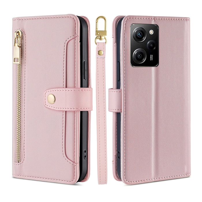 Estuche para teléfono de cuero con cremallera cruzada con textura de oveja, For Motorola Moto E13 4G, For OPPO A17k, For OPPO Reno8 T 4G, For Xiaomi Poco X5 Pro / Redmi Note 12 Pro Speed, For Honor X9a 5G