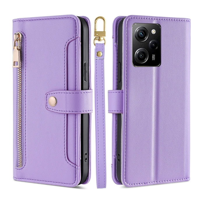 Estuche para teléfono de cuero con cremallera cruzada con textura de oveja, For Motorola Moto E13 4G, For OPPO A17k, For OPPO Reno8 T 4G, For Xiaomi Poco X5 Pro / Redmi Note 12 Pro Speed, For Honor X9a 5G