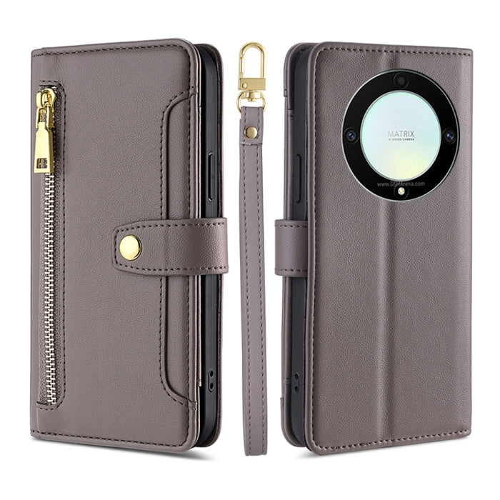 Estuche para teléfono de cuero con cremallera cruzada con textura de oveja, For Motorola Moto E13 4G, For OPPO A17k, For OPPO Reno8 T 4G, For Xiaomi Poco X5 Pro / Redmi Note 12 Pro Speed, For Honor X9a 5G