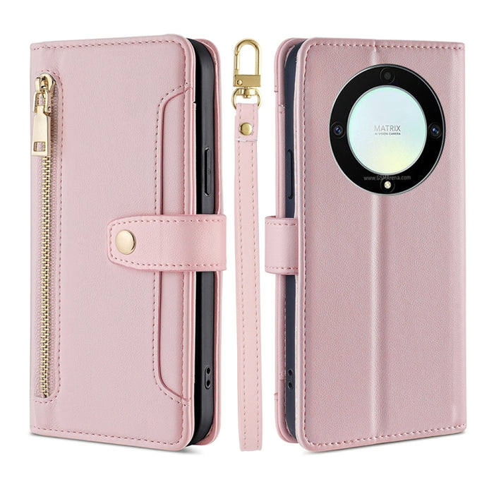 Estuche para teléfono de cuero con cremallera cruzada con textura de oveja, For Motorola Moto E13 4G, For OPPO A17k, For OPPO Reno8 T 4G, For Xiaomi Poco X5 Pro / Redmi Note 12 Pro Speed, For Honor X9a 5G
