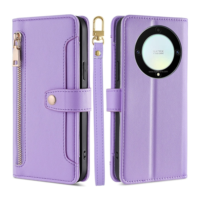 Estuche para teléfono de cuero con cremallera cruzada con textura de oveja, For Motorola Moto E13 4G, For OPPO A17k, For OPPO Reno8 T 4G, For Xiaomi Poco X5 Pro / Redmi Note 12 Pro Speed, For Honor X9a 5G