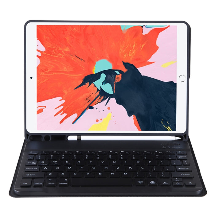 T07BB para iPad de 9,7 pulgadas / iPad Pro de 9,7 pulgadas / iPad Air 2 / Air (2018 y 2017) Estuche protector de teclado Bluetooth ultrafino de color caramelo de TPU con soporte y ranura para bolígrafo