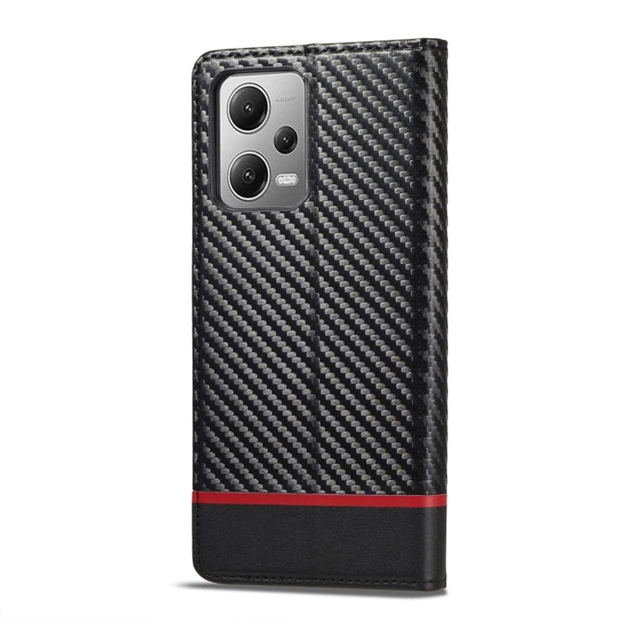 LC.IMEEKE Funda de cuero con tapa de textura de fibra de carbono para teléfono, For Xiaomi Poco X5 Pro/Redmi Note 12 Pro 5G, For Xiaomi Poco X5/Redmi Note 12 5G