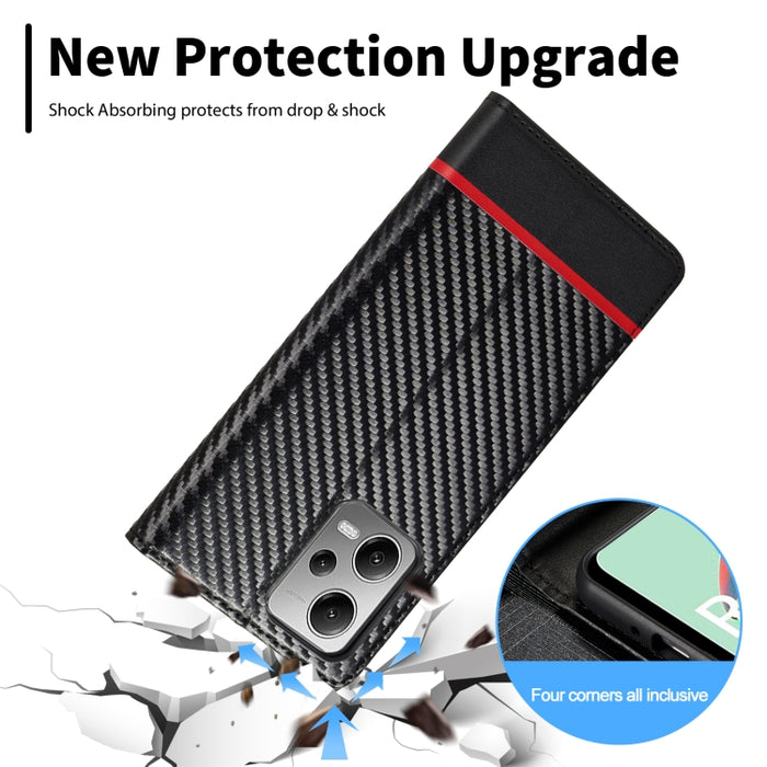 LC.IMEEKE Funda de cuero con tapa de textura de fibra de carbono para teléfono, For Xiaomi Poco X5 Pro/Redmi Note 12 Pro 5G, For Xiaomi Poco X5/Redmi Note 12 5G