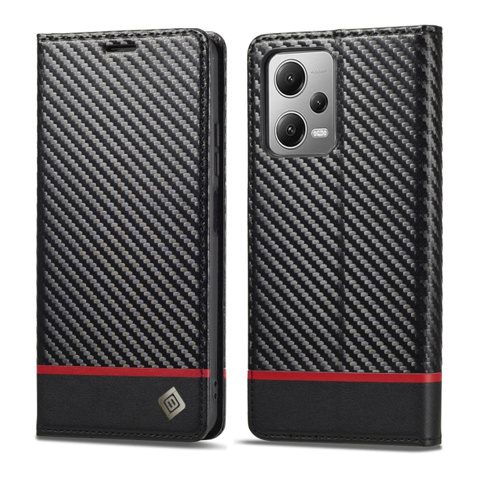 LC.IMEEKE Funda de cuero con tapa de textura de fibra de carbono para teléfono, For Xiaomi Poco X5 Pro/Redmi Note 12 Pro 5G, For Xiaomi Poco X5/Redmi Note 12 5G