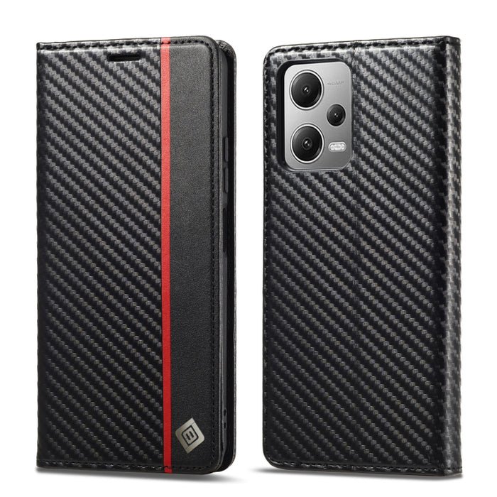 LC.IMEEKE Funda de cuero con tapa de textura de fibra de carbono para teléfono, For Xiaomi Poco X5 Pro/Redmi Note 12 Pro 5G, For Xiaomi Poco X5/Redmi Note 12 5G