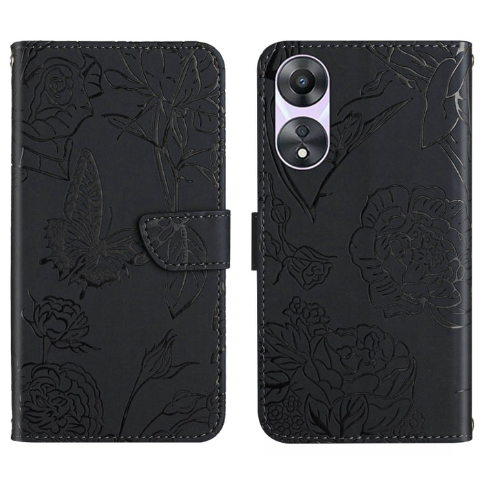 HT03 Skin Feel Butterfly Estuche de cuero con tapa en relieve para teléfono, For OPPO Reno8 T 5G/A1 Pro 5G, For Xiaomi 13 Lite, For Samsung Galaxy A24 4G