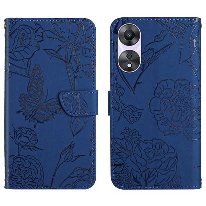 HT03 Skin Feel Butterfly Estuche de cuero con tapa en relieve para teléfono, For OPPO Reno8 T 5G/A1 Pro 5G, For Xiaomi 13 Lite, For Samsung Galaxy A24 4G