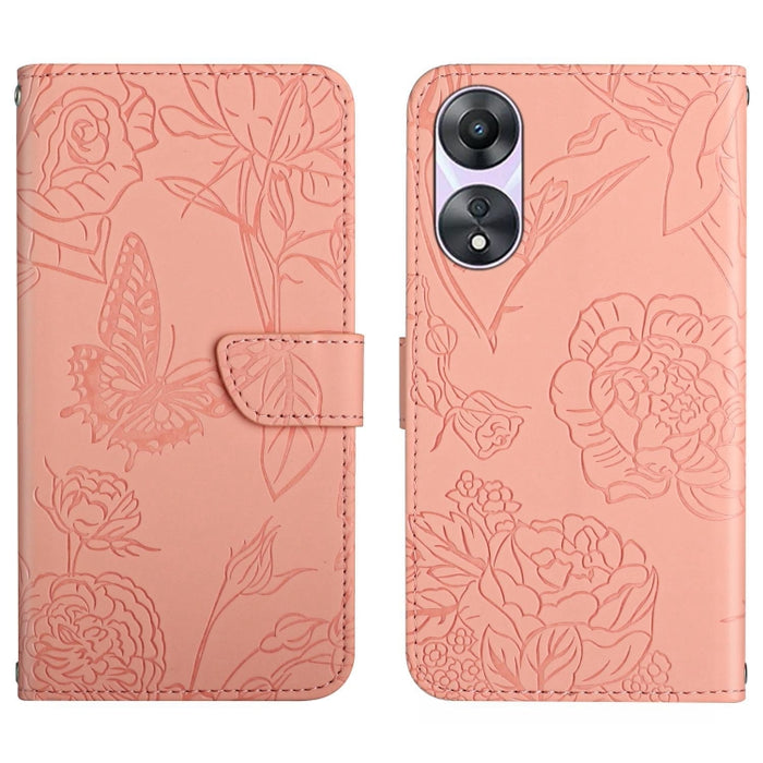 HT03 Skin Feel Butterfly Estuche de cuero con tapa en relieve para teléfono, For OPPO Reno8 T 5G/A1 Pro 5G, For Xiaomi 13 Lite, For Samsung Galaxy A24 4G